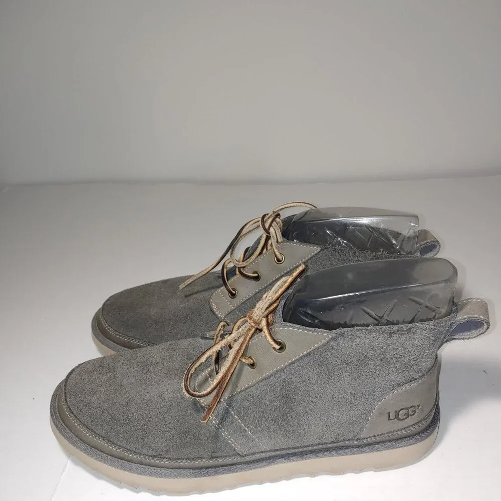 UGG Neumel Unlined Leather Lacing Cargo Gray Boots Size 10